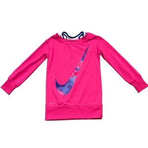 Girls Nike Dri-Fit Pink‎ Sweatshirt with Tie Dyed Swoosh Size 4